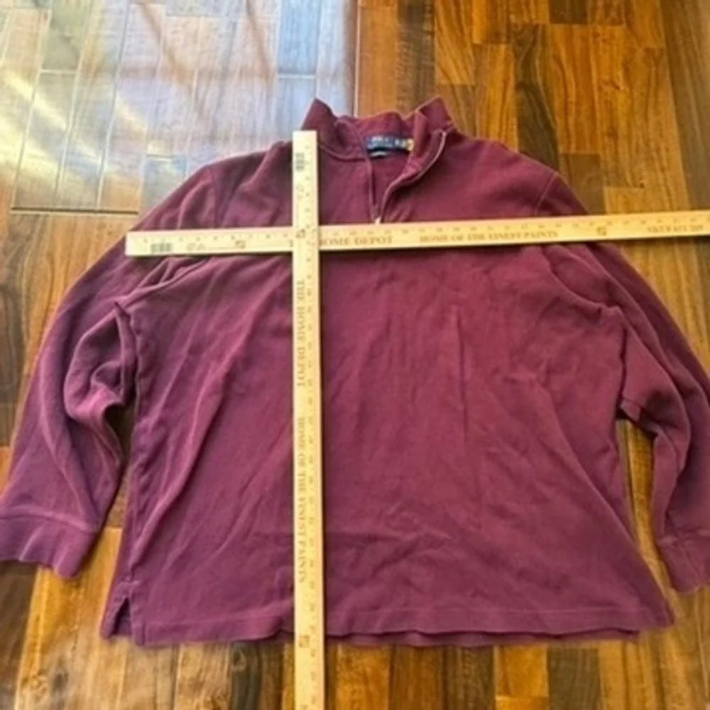 Polo Ralph Lauren Estate Rib Quarter Zip Pullover Burgundy Maroon Mens XXL‎